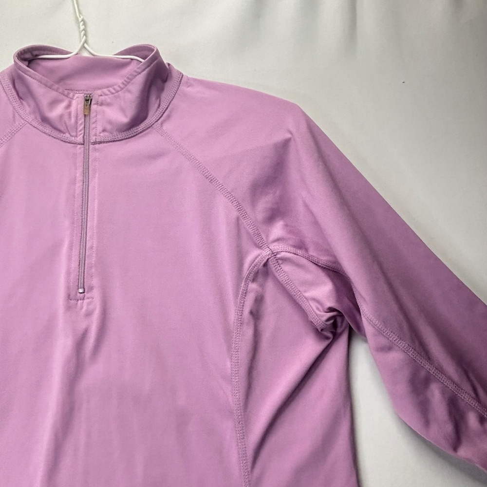 LL Bean Pullover Top Women L Purple Polyester Solid 1/4 Zip Thumbhole Activewear - Picture 10 of 10